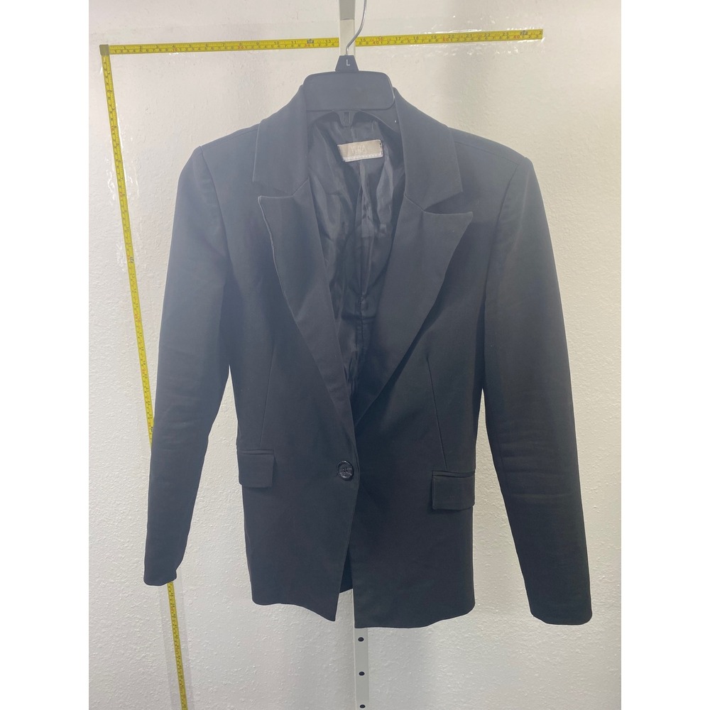 Vera Womens Black Single Button Tailored Blazer Jacket Size Small Professional